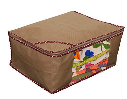 JaipurCrafts 12 Pieces Non Woven Saree Cover Set, Beige (45 x 35 x 22 cm)