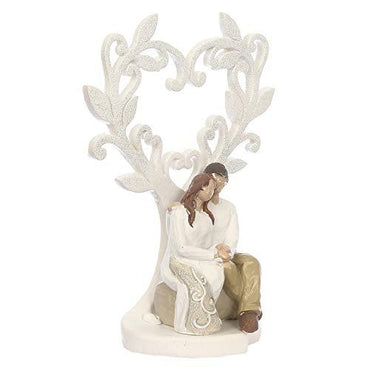 Webelkart Ceramic Cute Romantic Valentine Love Couple Sitting Statue, 16cm, White, 1 Piece