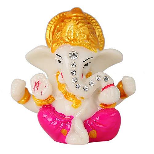JaipurCrafts Polyresin Ganesha Car Dashboard Idol, 2.50 Inch, Multicolour, 1 Piece