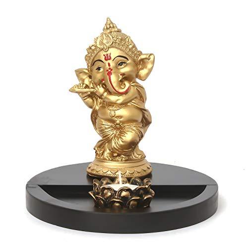 JaipurCrafts Polyresin Ganesha Dancing Idol, 7.50 IN, Gold, 1 Piece