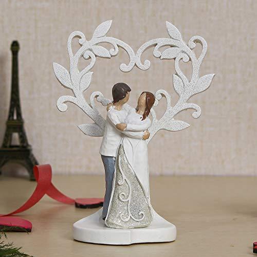 Webelkart Ceramic Romantic Valentine Love Couple Sitting Statue Showpiece, 16cm, White, 1 Piece