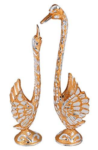 JaipurCrafts Aluminium Pair Of Kissing Duck Showpiece, 10.25 IN, Silver, 1 Piece