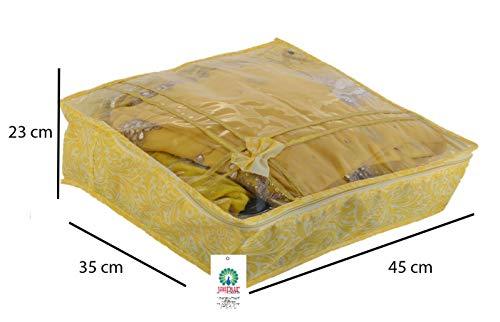 JaipurCrafts 12 Pieces Flowers Print Non Woven Saree Cover Set, Gold (45 x 35 x 23 cm)