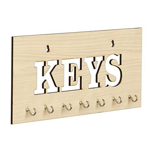 JaipurCrafts Keys Wooden Key Holder (29 cm x 13.5 cm x 0.4 cm, Beige)- 7 Hooks
