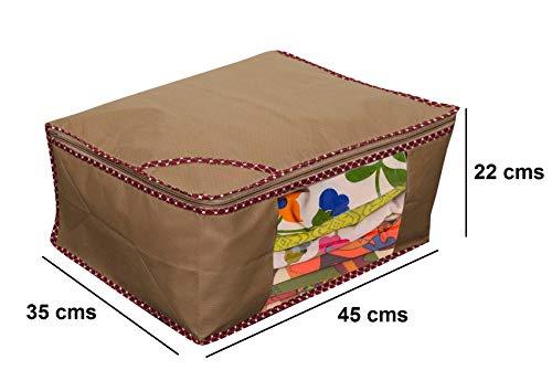JaipurCrafts 12 Pieces Non Woven Saree Cover Set, Beige (45 x 35 x 22 cm)