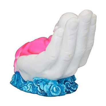 Webelkart Cute Child Monk Sleeping on Palm Showpiece - 12 cm (Polyresin, Multi)- for Home Decor| Office Decor| Valentines Day Gifts | Diwali Decor| Vaastu Decor| Fengshui