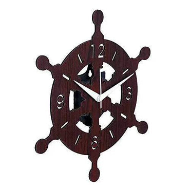 Webelkart New and Improved Antique Ship Wheel Wood Wall Clock for Home Stylish - 12 Inch x 10.50 Inch