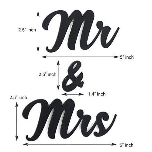 JaipurCrafts Designer Mr. & Mrs. MDF Cutout Ready to Hang Home Décor Wall Art -2.50" x 5", 2.50"x1.40", 2.50 x 6
