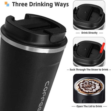 Thermo: Stainless Steel Insulated Coffee Mug with Leakproof Lid & Vacuum Insulation for Hot & Cold Beverages