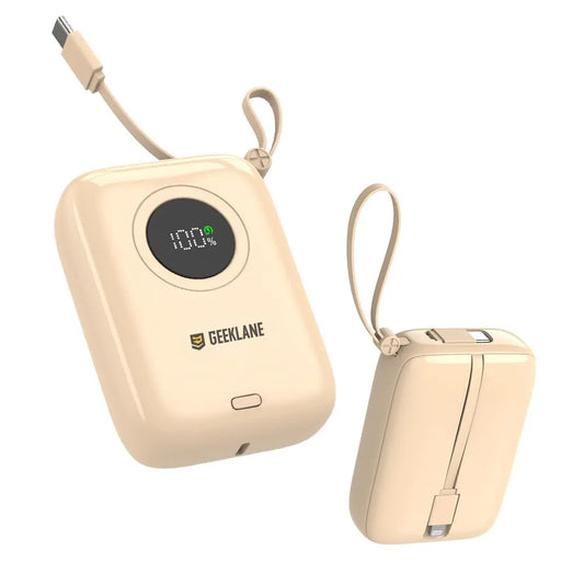 Pebble: 10,000mAh Palm-Sized Power Bank with Built-In Cables, 23W Fast Charging & PD for iPhone & Android