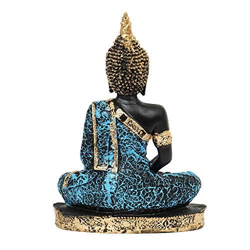 Webelkart Resin Sitting Buddha Idol Statue, 10 IN, Sky Blue And Black, 1 Piece