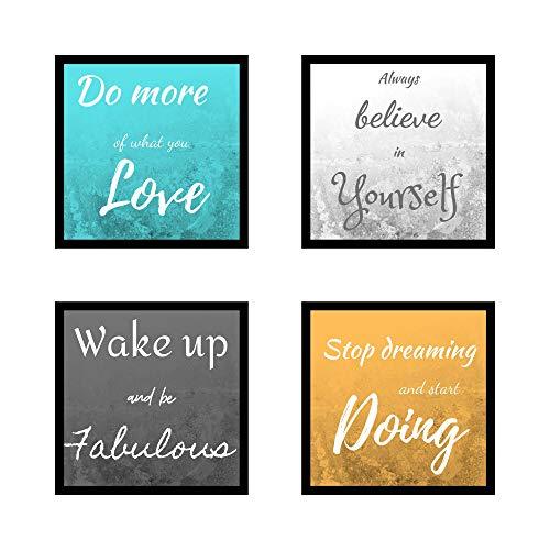 Webelkart Motivational/Inspiration Photo Frame Decoration Synthetic Poster (Size - 10 x 10 inch, Multicolour) - Set of 4