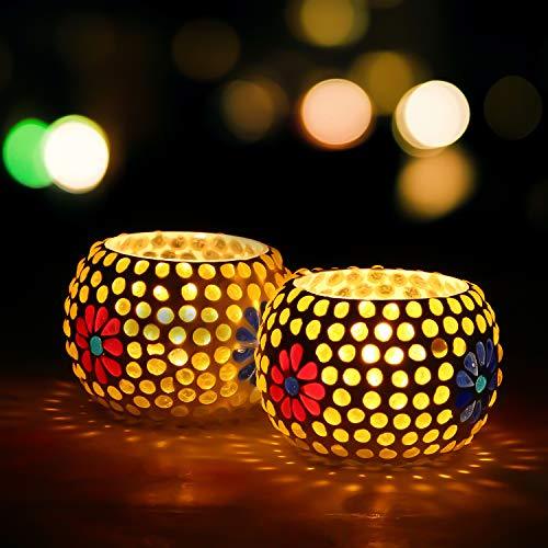 Webelkart Glass Tealight Votive Candle Holder With Tea Light Candles, Pack of 2