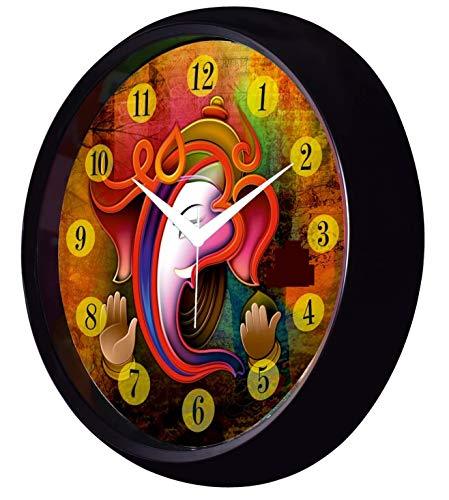 Webelkart Designer Lord Ganesha Plastic Wall Clock for Home/Living Room/Bedroom / Kitchen- 12 in (with Ajanta Movement)