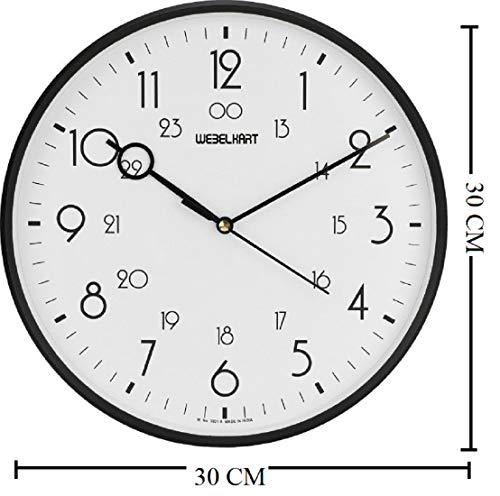 Webelkart Plastic Wall Clock (Black, 12 x 2 x 12 Inch)