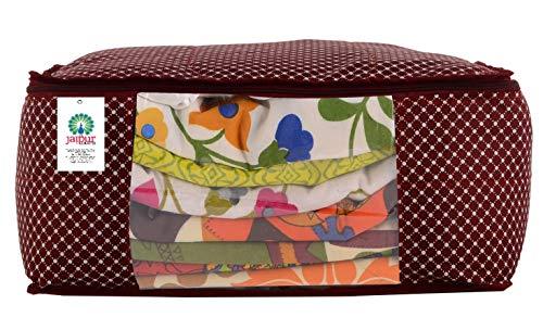 JaipurCrafts 12 Pieces Quilted Polka Dots Cotton Saree Cover Set, Maroon (40 x 30 x 20 cm)