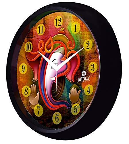 JaipurCrafts Plastic Lord Ganesha Wall Clock (Multi_2 Inch X 12 Inch X 12 Inch)