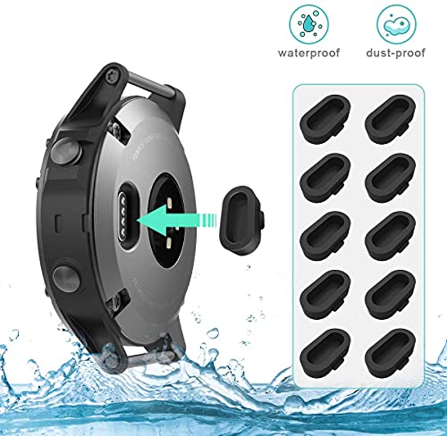 Zitel Charger Port Protector for Garmin Fenix 5/5S/5X Plus, 6/6S/6X Pro, Forerunner 945/935/245/45/45S, Vivoactive 3/4, Venu Sq Music/2/2S/4S 10-Pack