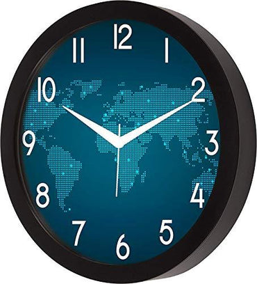 Webelkart Designer Plastic Wall Clock for Home/Living Room/Bedroom / Kitchen- 12 in, Plastic, Black