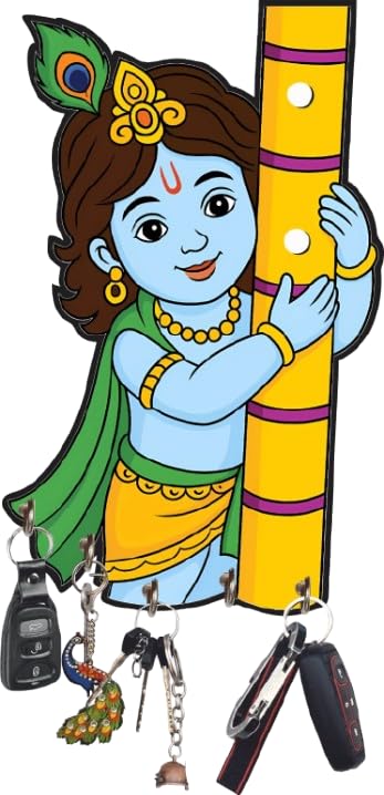 Webelkart Cute Printed Wooden Key Holder for Home/Office Decor/Key Hanger for Wall Decor,Decorative Item for Home, Key Chain Holder for Wall (12x7 Inches)