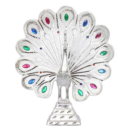 JaipurCrafts Premium Aluminium Meenakari Peacock Figurine Showpiece- 9 in