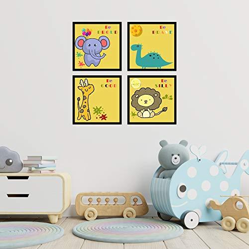 Webelkart Set of 4 Motivational Quotes Photo Frame for Wall, Office, Study Room Decoration Poster Framed, Size - 10 x 10 INCH