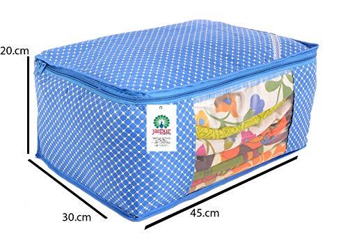JaipurCrafts 12 Pieces Quilted Polka Dots Cotton Saree Cover Set, Blue (45 x 30 x 20 cm)