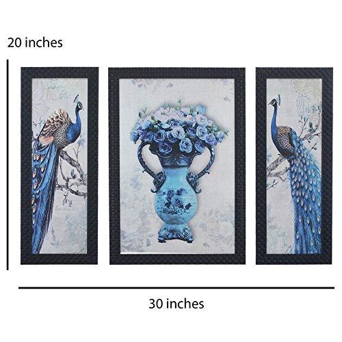 JaipurCrafts Flower Set of 3 Large Framed UV Digital Reprint Painting (Wood, Synthetic, 36 cm x 61 cm)