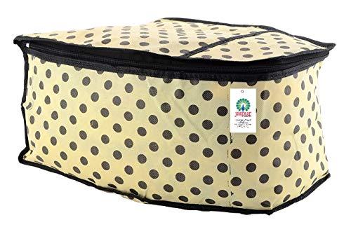 JaipurCrafts 3 Piece Non Woven Polka Dots Print Blouse Cover Set, Ivory (39 cm x 27 cm x 20 cm)