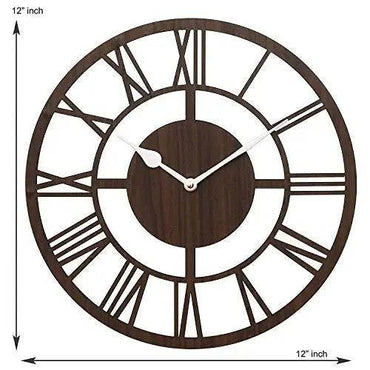 Webelkart Beautiful Square Wood Wall Clock (30 cm x 30 cm x 2.8 cm, Brown)- Without Glass (Design 11)
