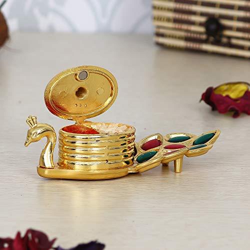 JaipurCrafts Zinc Peacock Chopda Box (Gold_2 Inch X 5 Inch X 2.2 Inch)
