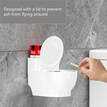 Relief: WC-Shaped Multi-Function Ashtray with Storage & Built-In Holder for Home, Office & Outdoor Use