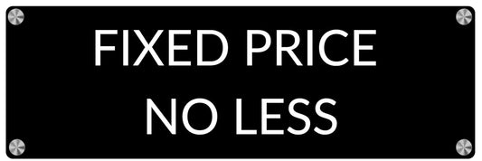 Webelkart Premium Acrylic FIXED PRICE NO LESS Shop Name Plate for Cafe and Restaurants,(9"x3" Inches)