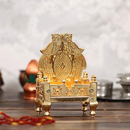 Webelkart Handcrafted Premium Gold Plated Metal Singhasan for Pooja, Religious Puja Gifts and Decor, Showpiece - (10 cm x 8 cm x 18 cm)
