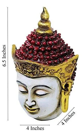 JaipurCrafts Golden and Red Handcrafted Gautam Buddha Polyresin Showpiece (17 cm x 10.40 cm x 12.70 cm, Black)