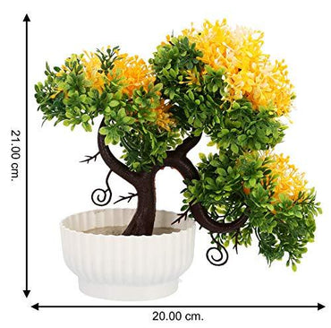 WebelKart by JaipurCrafts Artificial Ceramic, Polyester and Polyurethane Bonsai Plant in a Pot (21 cm x 16 cm x 20 cm, Multicolor)