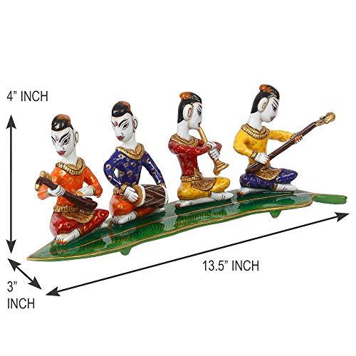 Webelkart Hand-Painted Rajasthani Musician Group Metal Figurine - 13.50 Inch x 4 Inch x 3 Inch (Metal, Multi-Color)