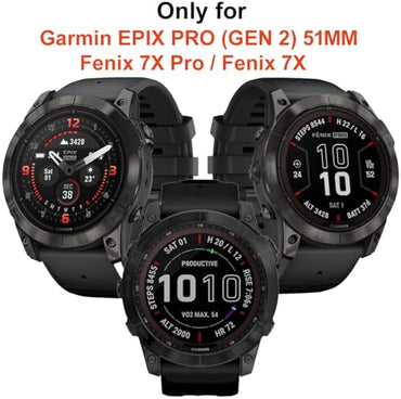 Zitel Case for Garmin Epix Pro (Gen 2) 51mm, Fenix 7X / 7X Pro Bumper Cover Shell (Without Screen Protector) - Black