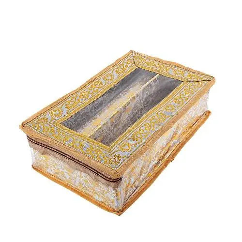 JaipurCrafts Golden Bangle Box Two Roll in Brocade (Golden)