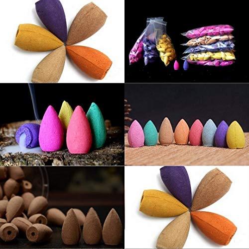 JaipurCrafts Backflow Plant Essential Oil and Fragrant Matrix Incense Cone Set (1 cm x 1 cm x 3)- Pack of 30