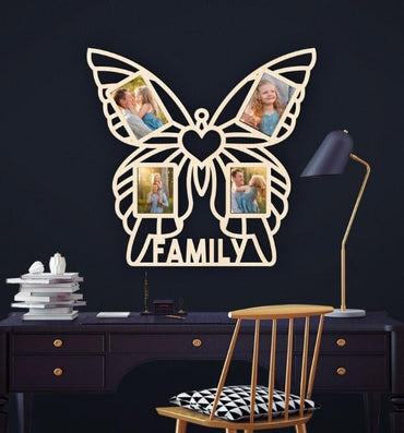 Webelkart Premium Customisation Butterfly Shape Family Wooden wall Hanging For Home and Living Room Decor (18 Inches)