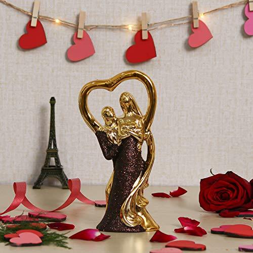 Webelkart Ceramic Cute Romantic Valentine Love Couple Sitting Statue Showpiece Gifts; 19 cm; Multicolour