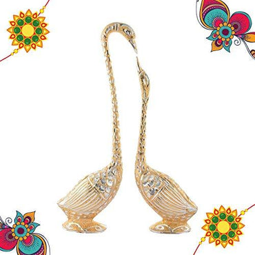 Webelkart Premium Combo of Rakhi Gift for Brother and Bhabhi and Kids with Pair of Kissing Duck Showpiece
