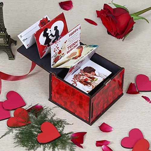 Webelkart Artificial Box (Red, 1 Wood Box With 8 Fold Greeting Card)
