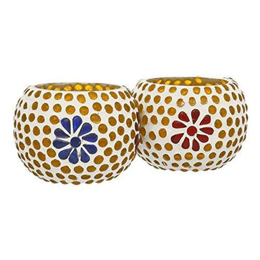 Webelkart Glass Tealight Votive Candle Holder With Tea Light Candles, Pack of 2