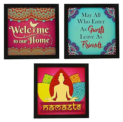 Webelkart Motivational/Funny Quote Synthetic Poster Photo Frame without Glass for Wall, Office, Study Room Decoration (10 x 10 Inch, Multicolour) -Set of 3