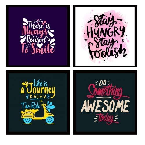 Webelkart Motivational/Funny Quote Wooden Photo Frame Poster for Wall, Office, Study Room Decoration (10 x 10 Inches) -Set of 4