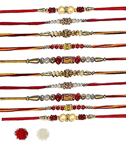 Webelkart Combo Of 10 Rakhi For Brother, Bhaiya, kids and Bhabhi with Beautiful Rakshabandhan Greetings Card/Bhabhi Lumba Rakhi/Krishna Rakhi/Rakhi Gifts