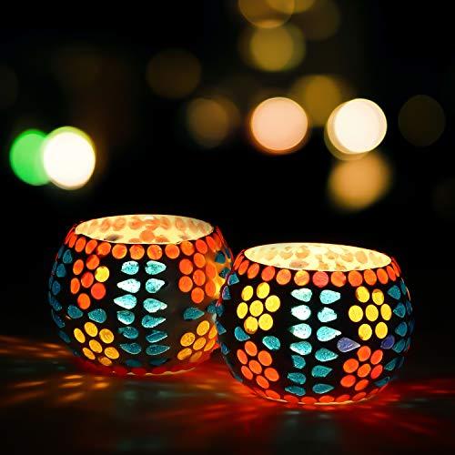 Webelkart Glass Tealight Votive Candle Holder With Tea Light Candles, Pack of 2