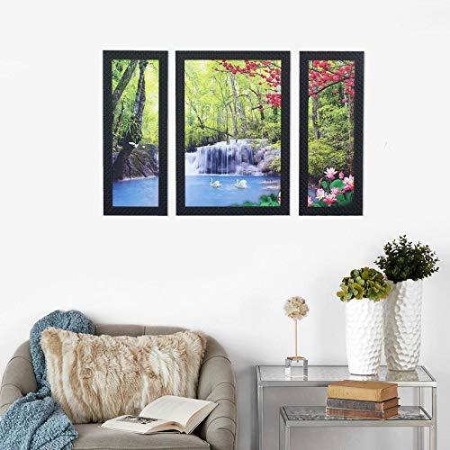 JaipurCrafts Flower Set of 3 Large Framed UV Digital Reprint Painting (Wood, Synthetic, 36 cm x 61 cm)